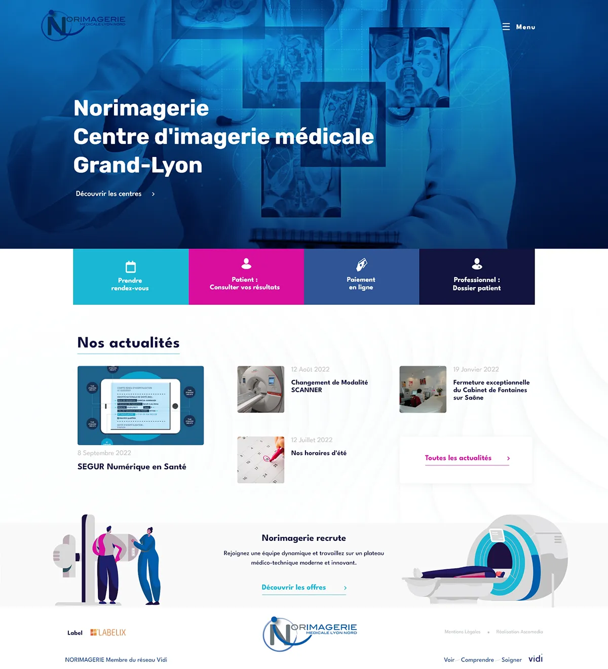 maquette page d'accueil Norimagerie Centres d'imagerie médicale à Lyon